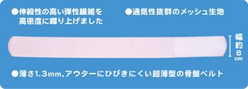 伸縮性の高い弾性繊維を高密度に織り上げ、薄さと伸縮性を実現しました。